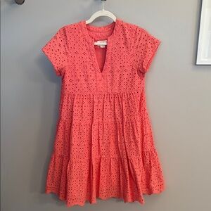 Anthropologie Pink Tiered Flutter Sleeve Sundress